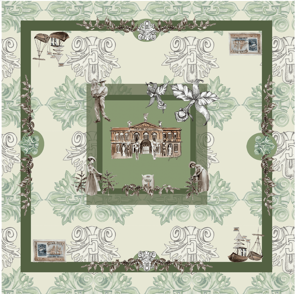 Pañuelo Histórico 5 colones - verde II | Curated Gift