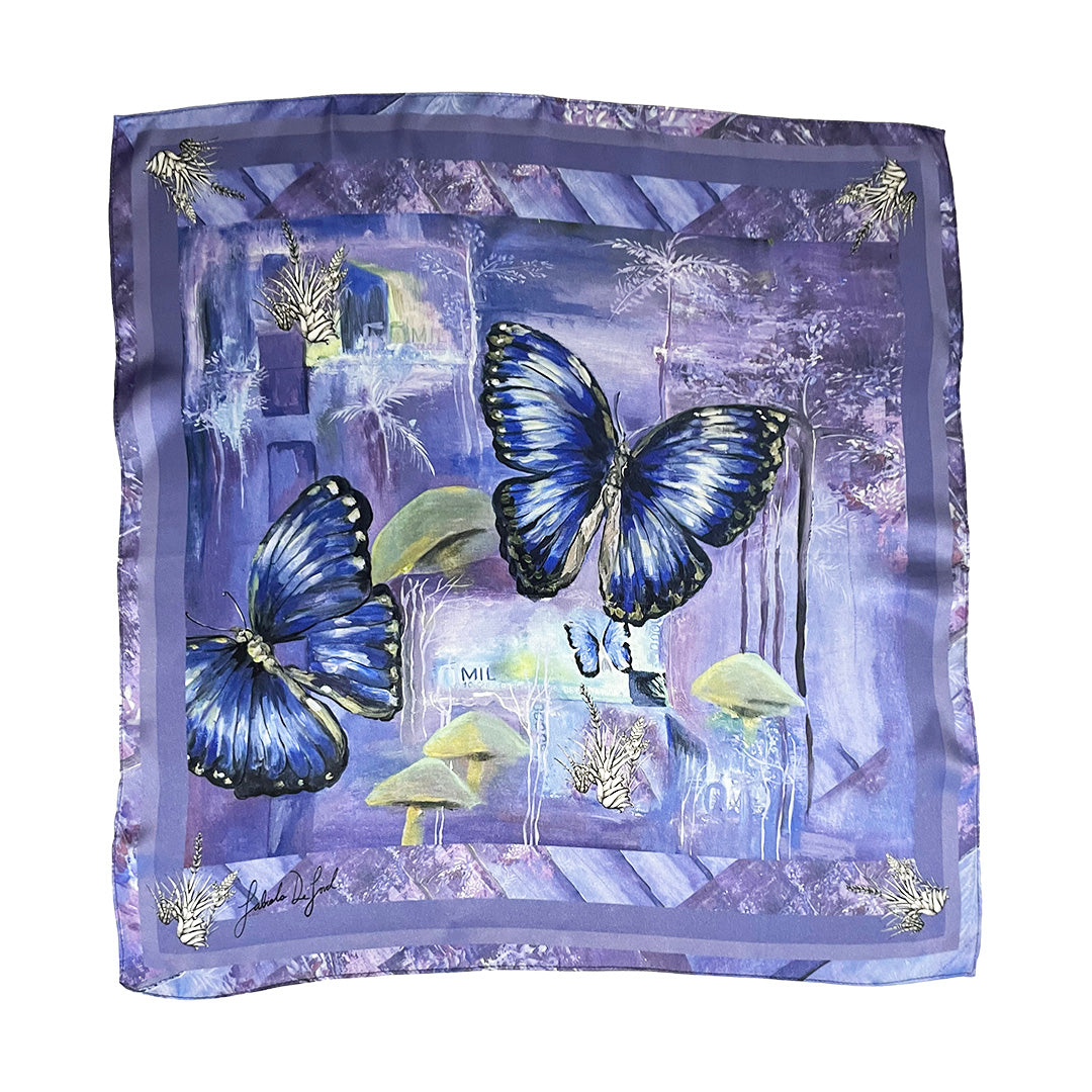 Women's silk scarf “Cloud Forest”, from the Eco-banknotes collection