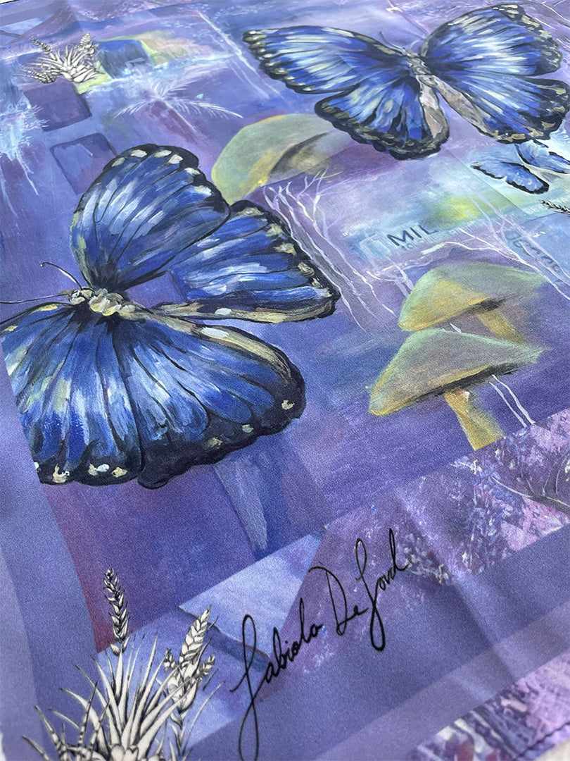 Women's silk scarf “Cloud Forest”, from the Eco-banknotes collection