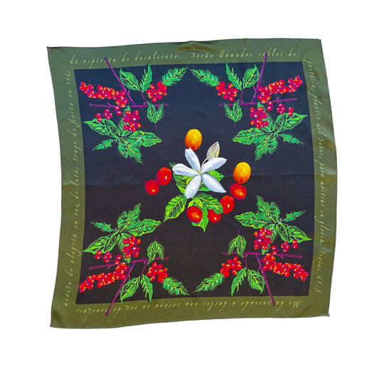Pañuelo de seda para mujer, "Coffee Growers Plantation", de la colección Coffee Nuances