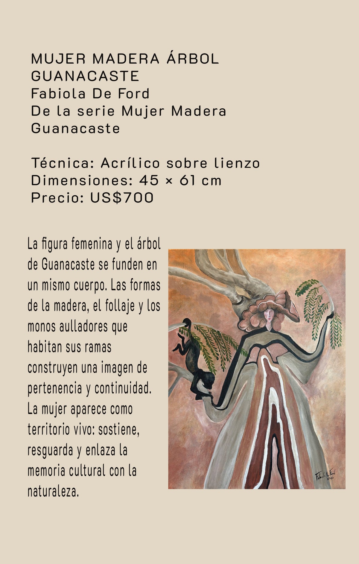 Obra: Mujer Árbol Madera Guanacaste