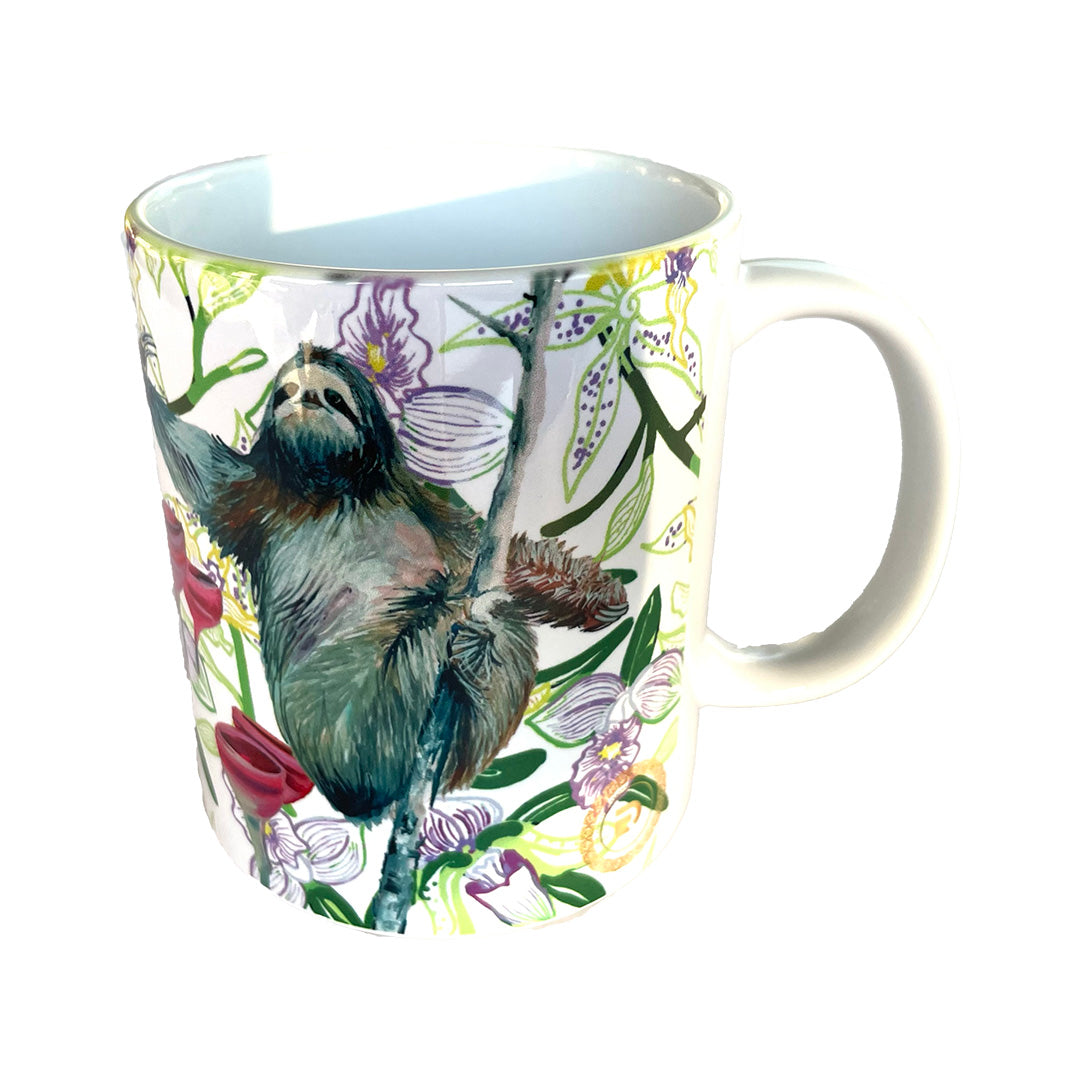 Ceramic Mug, Coffee, Tea, Water Cup , Sloth Costa Rica Rainforest Design with Handle for Home Office, Decorative Cup for Women Men, 11 oz