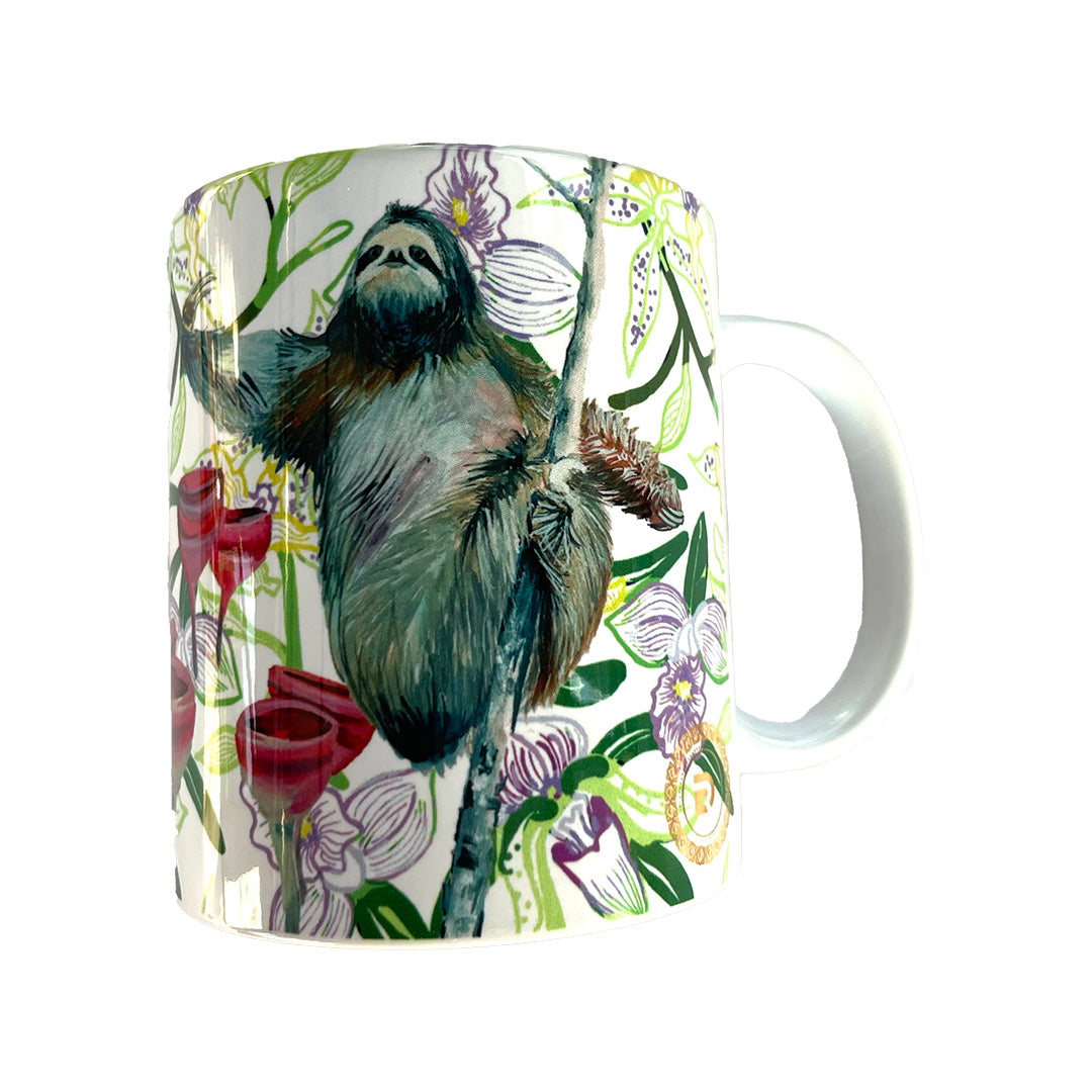 Ceramic Mug, Coffee, Tea, Water Cup , Sloth Costa Rica Rainforest Design with Handle for Home Office, Decorative Cup for Women Men, 11 oz