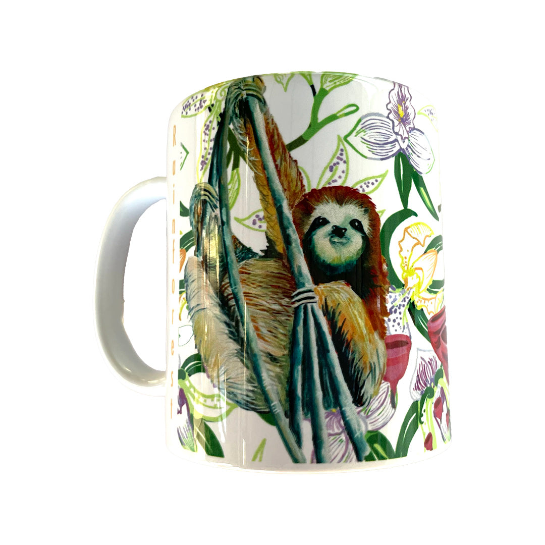 Ceramic Mug, Coffee, Tea, Water Cup , Sloth Costa Rica Rainforest Design with Handle for Home Office, Decorative Cup for Women Men, 11 oz