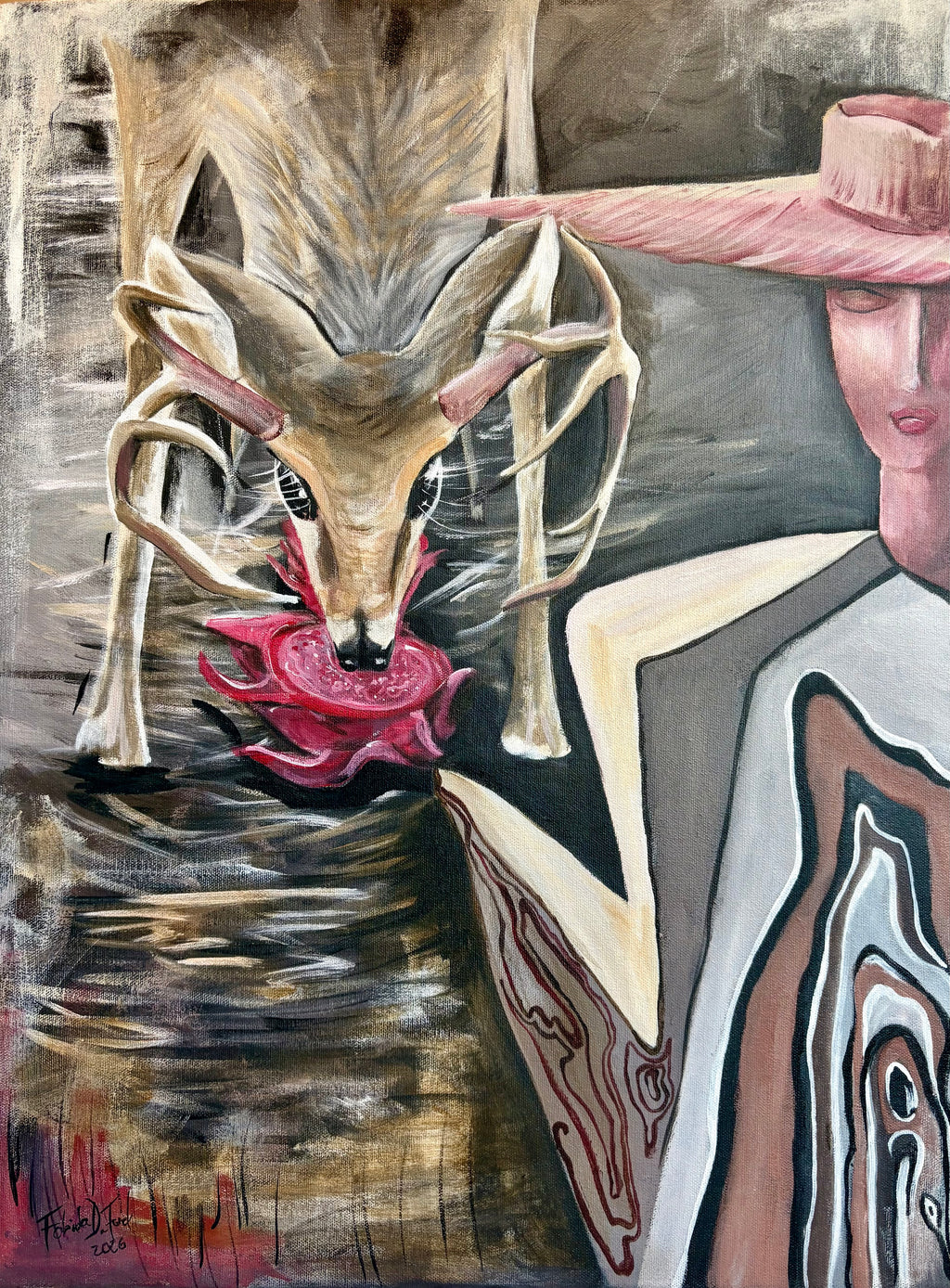 Artwork: Guanacaste Wood Woman and Woman and Pitayero Deer 