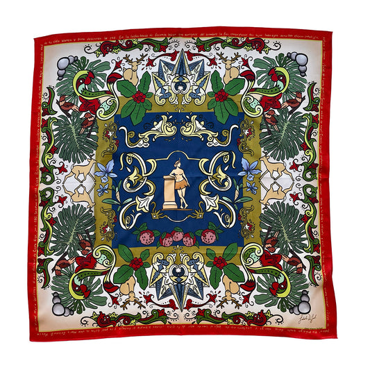 Pañuelo de seda para mujer, “Símbolos del Bicentenario”, de la colección Matices Dorados.
