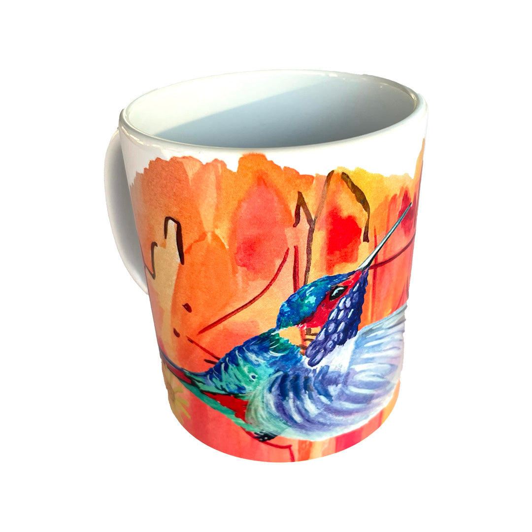 Ceramic Mug, Coffee, Tea, Water Cup , Hummingbird Costa Rica Moors Design with Handle for Home Office, Decorative Cup for Women Men, 11 oz