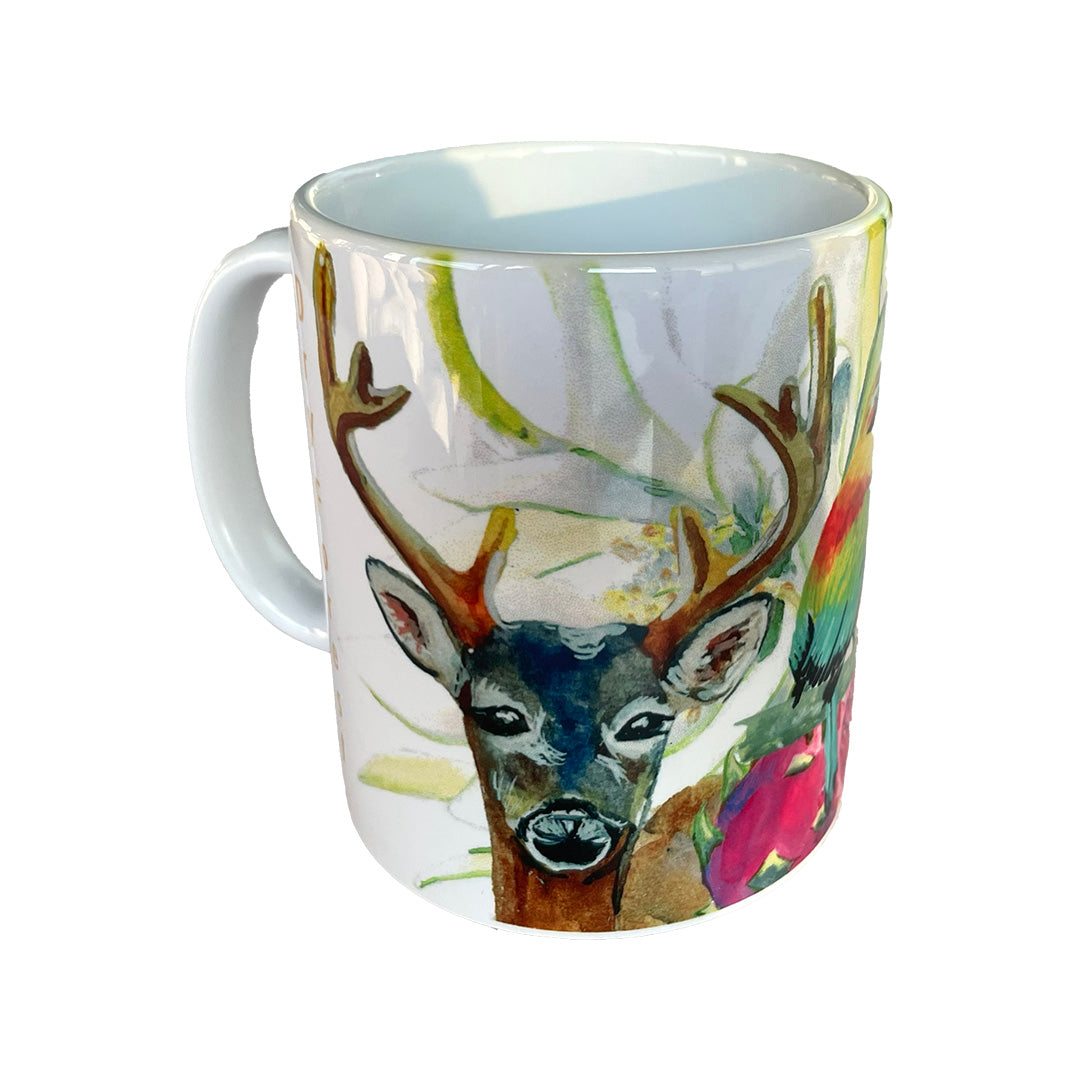 Ceramic Mug, Coffee, Tea, Water Cup , Deer Costa Rica Dry Forest Design with Handle for Home Office, Decorative Cup for Women Men, 11 oz